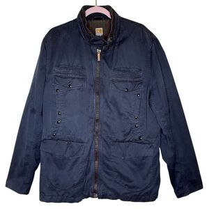 Hugo Boss Orange Label Men’s Blue Linen/Cotton Field Military Jacket Size XXL